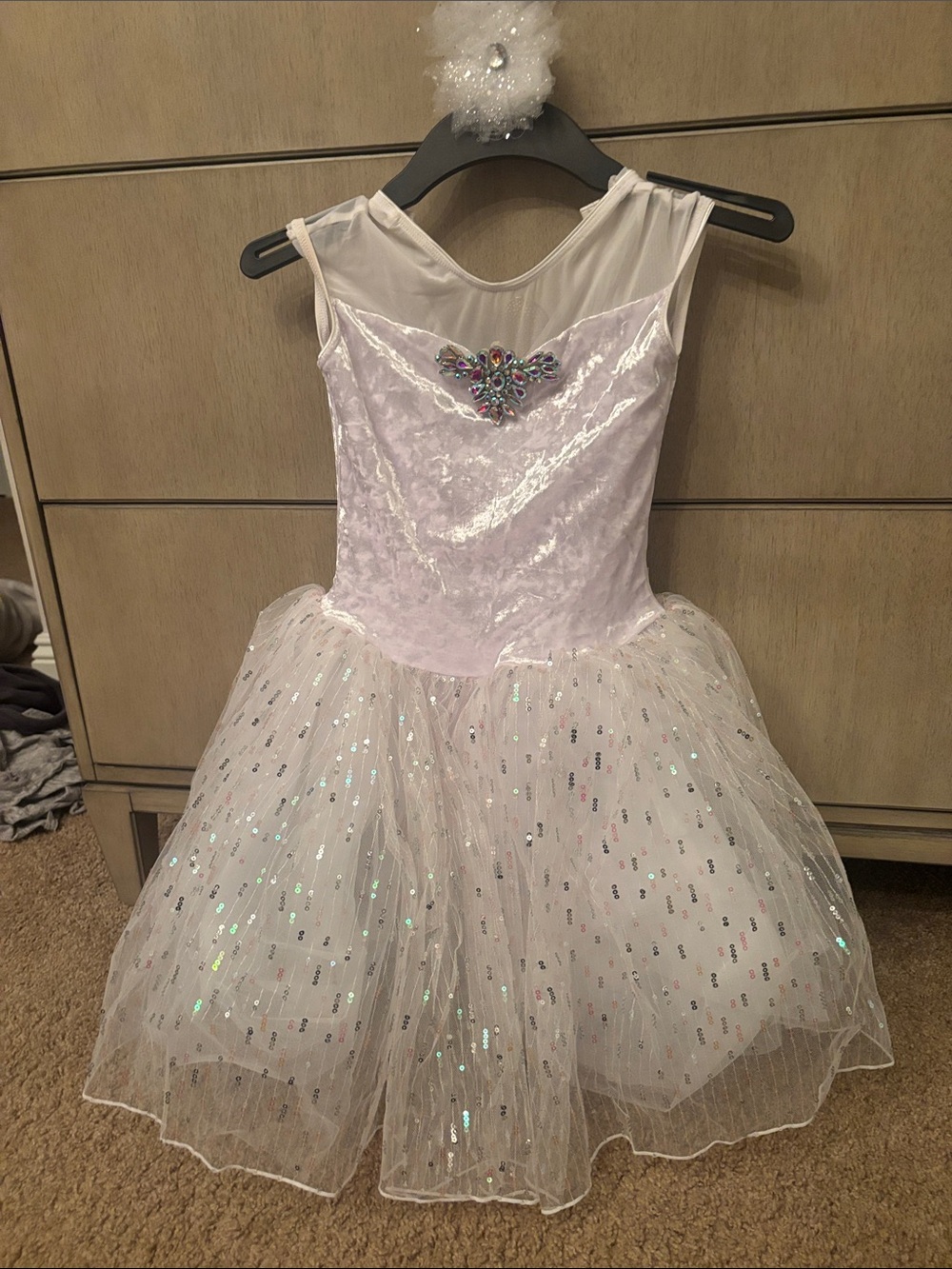 Revolution White Sparkle Tulle Dance Costume Dress size MC